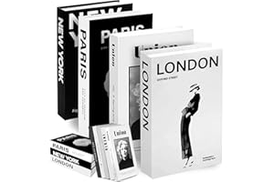 Set of 4 Decorative Books for Home Décor, Modern Faux Book Stack, Display Fake Books, Home Decorative Accessories, Black and 