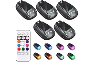 5 Pcs Solar Cab Lights for Truck, 2026 New Solar Car Roof RGB Strobe Light, No Drill Solar Powered Cab Lights, with Remote Co