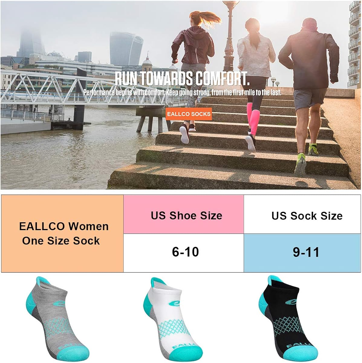 Eallco Womens Ankle Socks 6 Pairs Running Athletic Cushioned Socks: Clothing