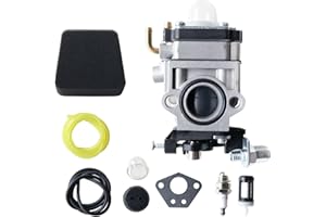 Annolai 300486 43cc Carburetor For Earthquake E43 MC43 Auger Tiller Parts Earthquake 43cc Viper Engine E43 E43CE Auger MC43 MC43E Cultivator Powermate 43cc Tiller Carburetor w 3004156 Air Filter