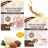 Hand and Foot Mask Set with Shea Butter, Jojoba Oil, Vitamin E, 6 Pieces | Restores Softness, Smoothness to Dry, Rough Skin, Replenishes Moisture for Lasting Comfort, 30 Minute Spa Treatment