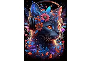 FOUNTOR Cat Diamond Painting Kits for Adults- Cat Diamond Art Kits for Adults Flowers, 5D DIY Cat Diamond Art Kits Round Full Drill Gem Art and Crafts for Home Wall Decor Gift 12 X16 Inch