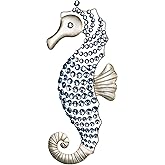 Touch of Class Seahorse Gems Wall Art - Platinum Metal, Aqua Blue Gems - Ocean Theme Wall Decor - Sparkling Accent - Unique W