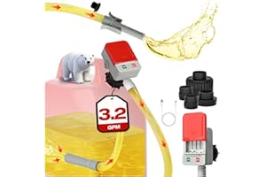 2026 Upgraded Electric Fuel Transfer Pump with Auto-Stop, 3.2 Gallon per Min, USB & Battery Powered, 51" Hose, 4 Gas & Jerry 