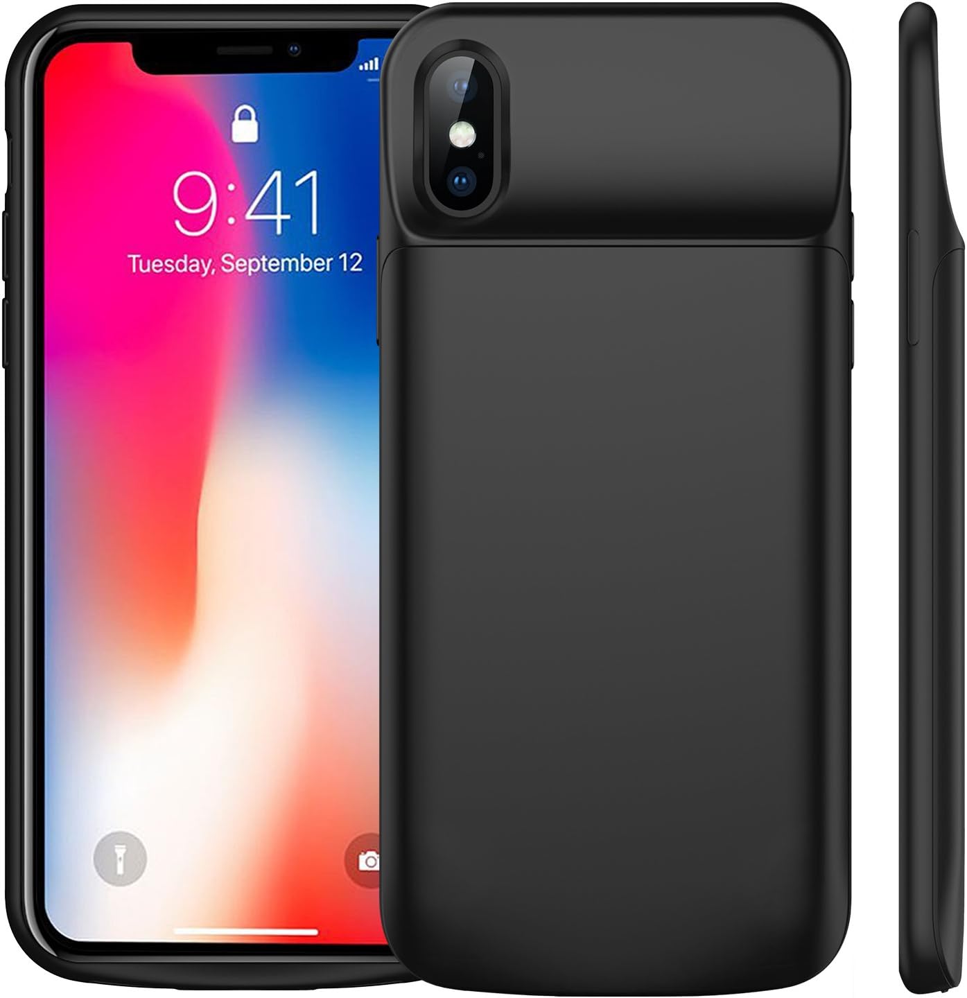 iPhone X Battery Case, 3600mAh Slim Charging Case Supports Wired Headset/Bluetooth Earphone/Lightning Cable, Portable Charger Case for iPhone 10 (5.8 inch), Compatible with SYNC Through Technology