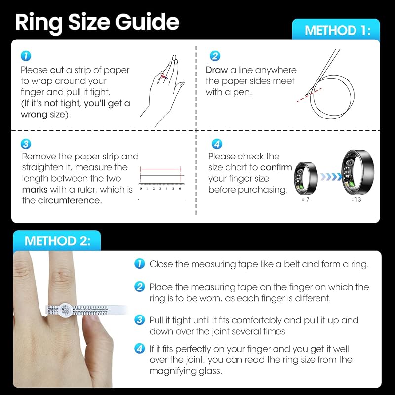 Smart Ring Herren Damen, Fitness Ring Tracker mit Gestensteuerung, Herzfrequenz(HRV), SpO2, Schlaftracker, 170+ Sportmodi 5ATM Wasserdicht Smartring für Android und iOS, Size 11, Schwarz — Foto 3 von 8