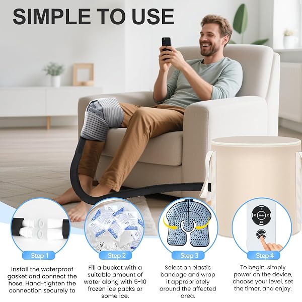 ICE MACHINE FOR KNEE AFTER SURGERY WITH TIMER | COLD THERAPY MACHINE FOR SHOULDER ANKLE PAIN RELIEF, MULTI-MODE ICE THERAPY FOR SURGERY RECOVERY & SPORTS INJURIES WITH COMPRESSION PAD