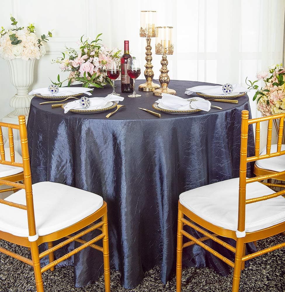 Wedding Linens Inc. 120 inch Round Crinkle Crushed Taffeta