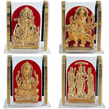 ART N HUB Set of4 Idol Lord Radha Krishna/Ganesha/Maa Durga/Ramdarbar Gift(H-24 cm)