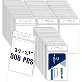 300 Pack Name ID Badge Holder,Plastic Badge Holder for Lanyard, Vertical Extra Thick 3.9" x 2.7" Waterproof Name tag Holder for School/Office/Hospital/Exhibition/Party/Badge Swipe Cards or Credit Card