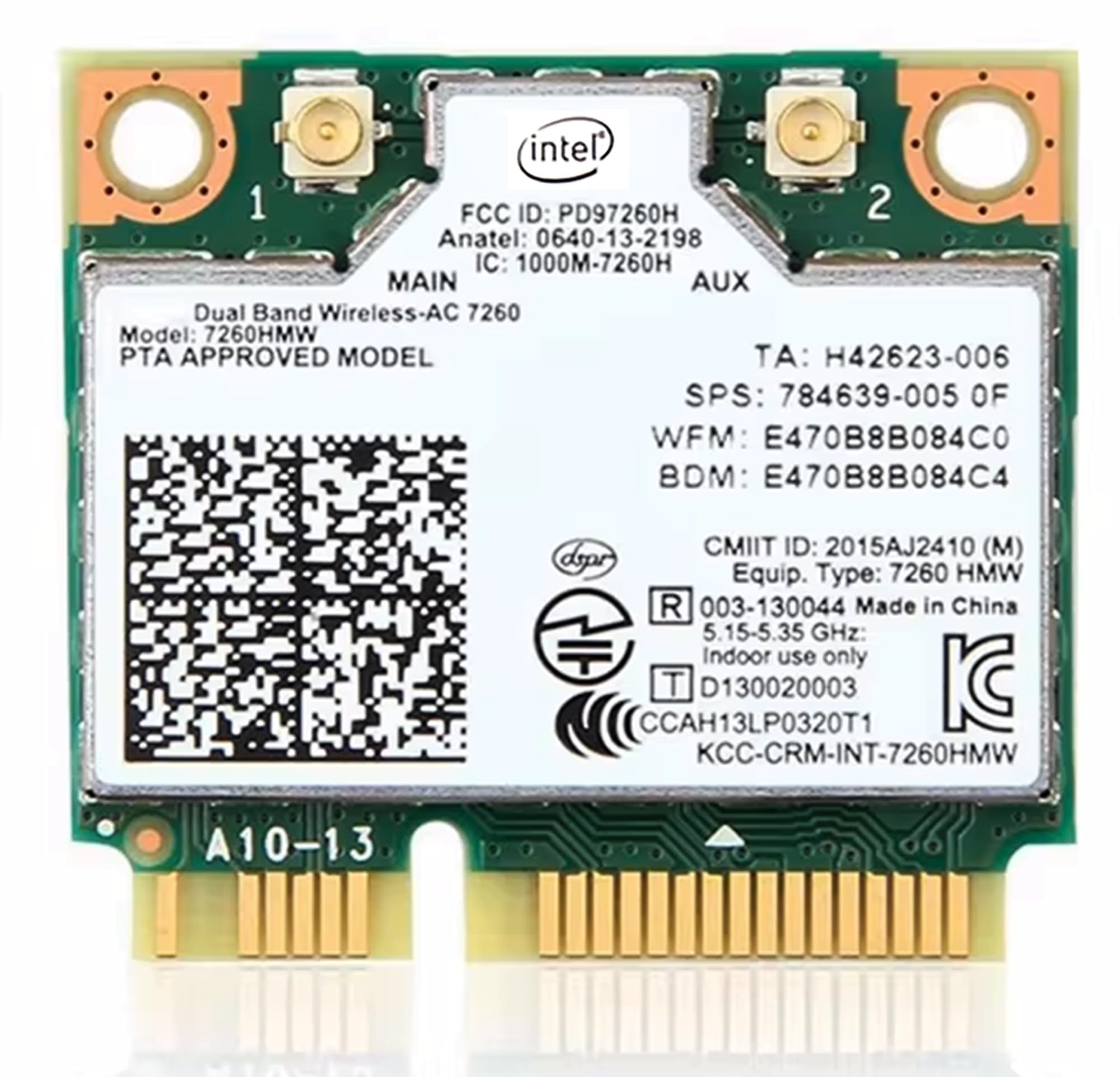 Intel Dual Band Wireless-AC 7260 7260HMW 無線LAN WiFi ネットワークカード m.2 wifiカード 1個商品画像