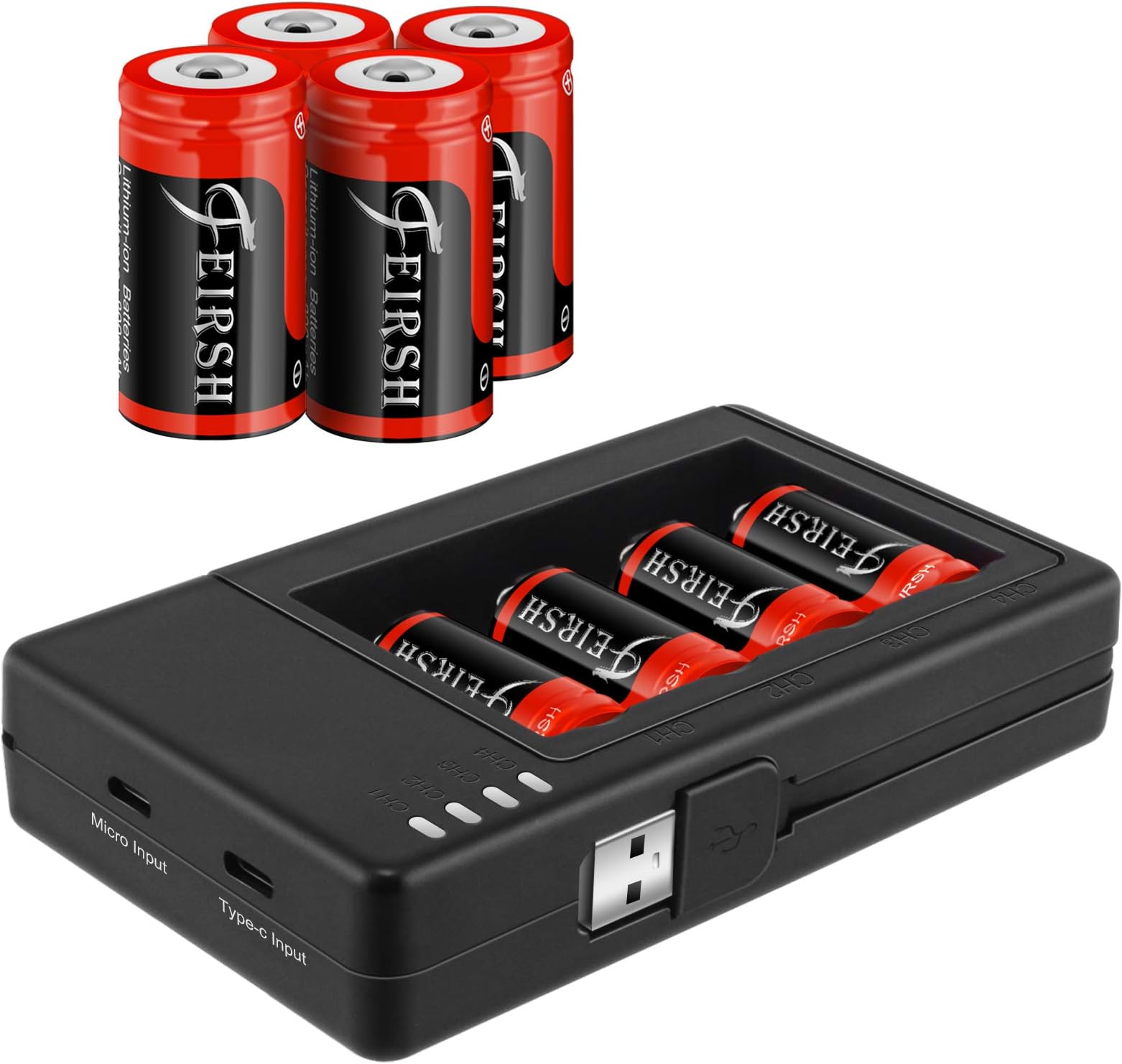 QUICKHELP Arlo Rechargeable 123A Batteries,8 Pack 3.7V 800mAh Battery and CR123A Charger for Arlo VMC3030 VMK3200 VMS3230 3330 3430 3530 Security Cameras,Flashlight,Microphone.