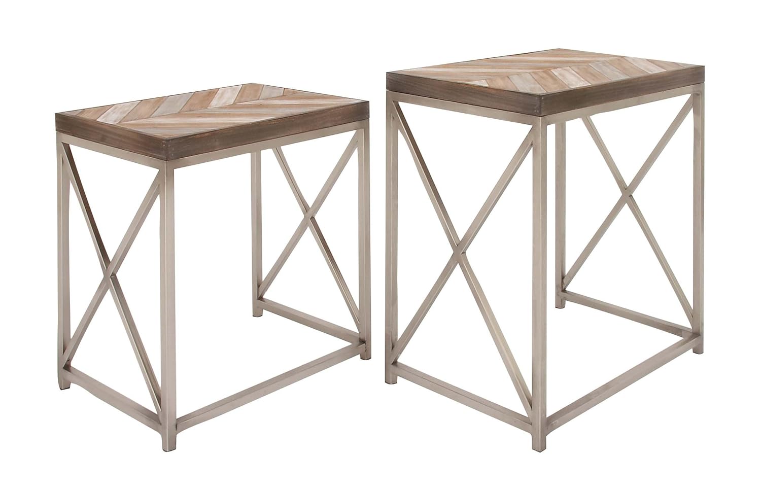 Deco 79 44455 Rectangular Metal and Wood Nesting Tables, 23