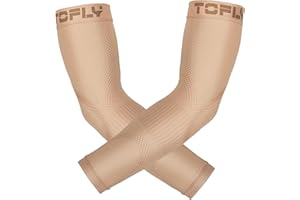 TOFLY Compression Arm Sleeves Elbow Braces for Men & Women (1 Pair), 20-30 mmHg Graduated Compression Arm Braces Support for Tennis Elbow, Tendonitis, Lymphedema, Arthritis, Edema, Workouts, Beige XL