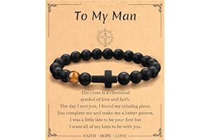 Paderast Cross Bracelet Gifts for Men, Christmas Christian Gifts for Man Son Dad Father Brother Godfather Grandfather Husband, Inspirational Religious Faith Bracelets Gifts for Stocking Stuffers