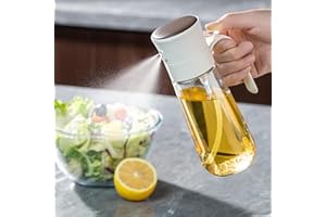 MIZVSITRD Oil Sprayer for Cooking, 8.5oz/250ml Oil Dispenser for Kitchen, 3D Stereo Wide Angle Glass Olive Oil Sprayer, Olive Oil Dispenser Bottle Kitchen Gadgets for Cooking, Salad, BBQ (White-Brown, 1 Pcs)