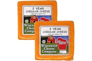 WISCONSIN CHEESE COMPANY 100% WISCONSIN CHEESE WISCONSIN CHEESE COMPANY'S - Fresh 2 Year Aged Cheddar Cheese Blocks. 2-7oz Blocks. Famous Wisconsin Aged Cheddar Cheese, Perfect for Cheese and Crackers or to Send as a Gift. Cheese Boards and Charcuterie Gifts.
