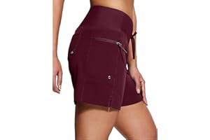 ISEEGZ Women's 5"/9" High Waisted Swim Board Shorts Quick Dry UPF 50+ Womens Swim Trunk Bottoms with Liner Zipper Pockets