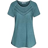 Vldnery Women Quick-Dry Line Decor Front Yoga Workout Shirts Athletic Gym Loose Fit Tops 2025