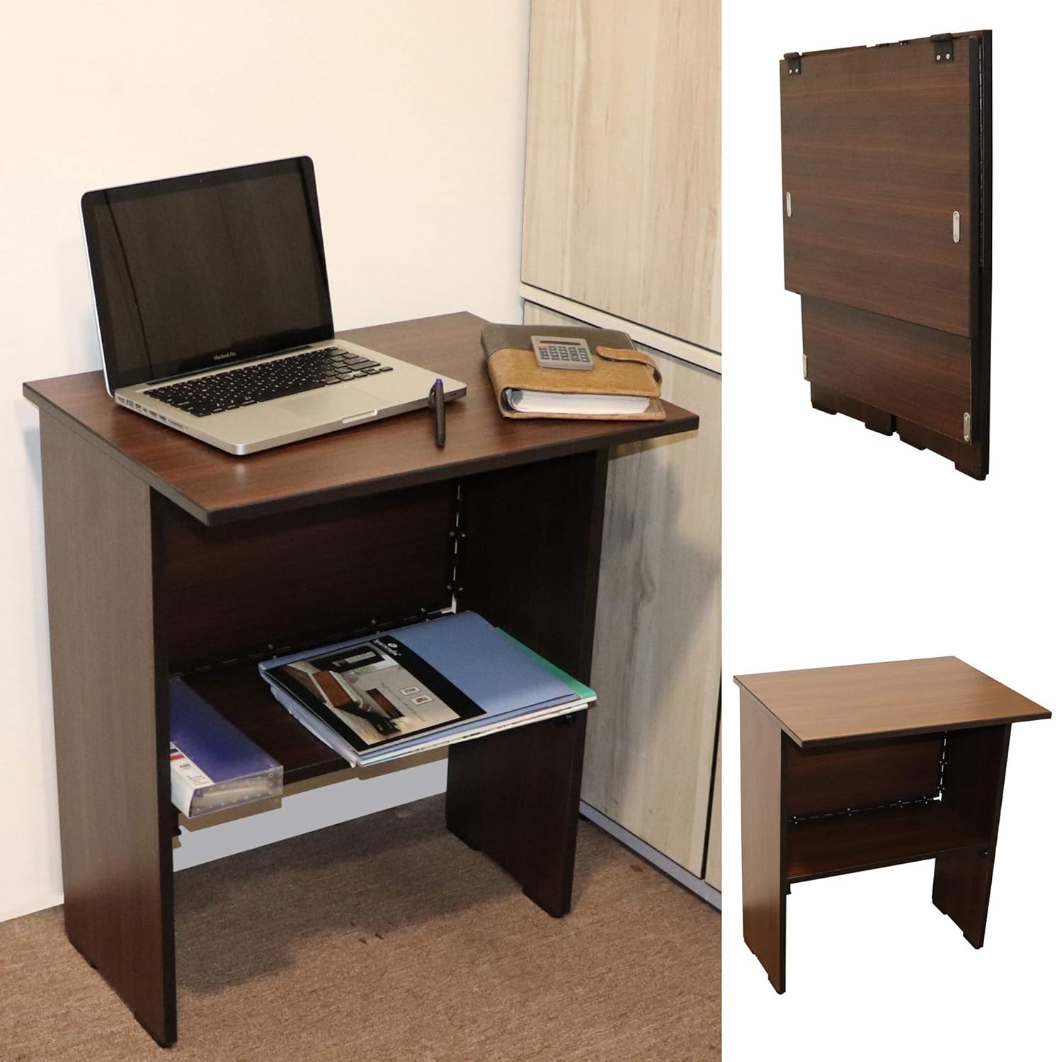 Spacecrafts Work from Home Folding Computer Table for Laptop Study Office Desk (Brown)