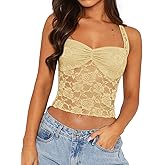 REORIA Lace Tops for Women Halter Sexy Going Out Tank Crop Y2K Fashion Top 2025 Trendy