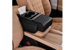 Multifunctional Pu Leather Car Armrest Box Mat,Leather Car Armrest Box Mat,5-in-1 Center Console Storage Lid,Includes A Stora