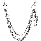 Sacina Goth Punk Grunge Layered Skull Skeleton Pants Chain, Wallet Belt Chain, Goth Grunge Emo Punk Accessories, Jewelry Gift for Women