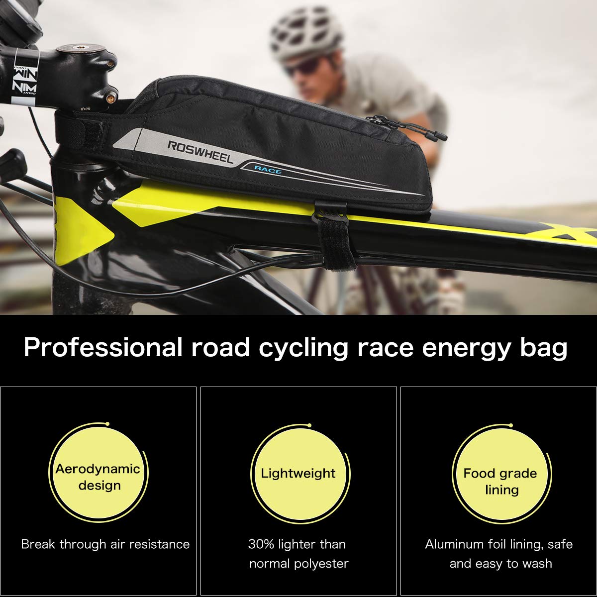 Bedee Bike Energy Bag Bike Cycling Energy Pack Bag 0.4L Professional Cyclists Racing Fuel Tank Aerodynamic 420D Waterproof Bike Top Tube Bag for Energy Gel/Energy Bar/Chocolate/Snack