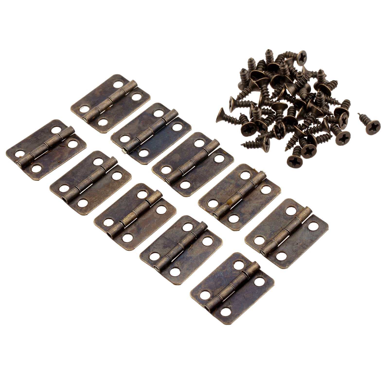 Hinges 10Pcs 16x13mm Antique Bronze Mini Metal Jewellery Box Dolls House Decorative Hinges with Screws