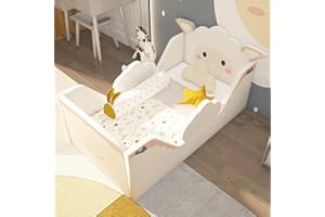 weeonekids Toddler Beds, Child Bed for Kids with Extra Safty Broad, Standard Crib Size AnimalToddler Bed, Certified Fabric Toddler Beds,Toddler Floor Beds (Sheep)