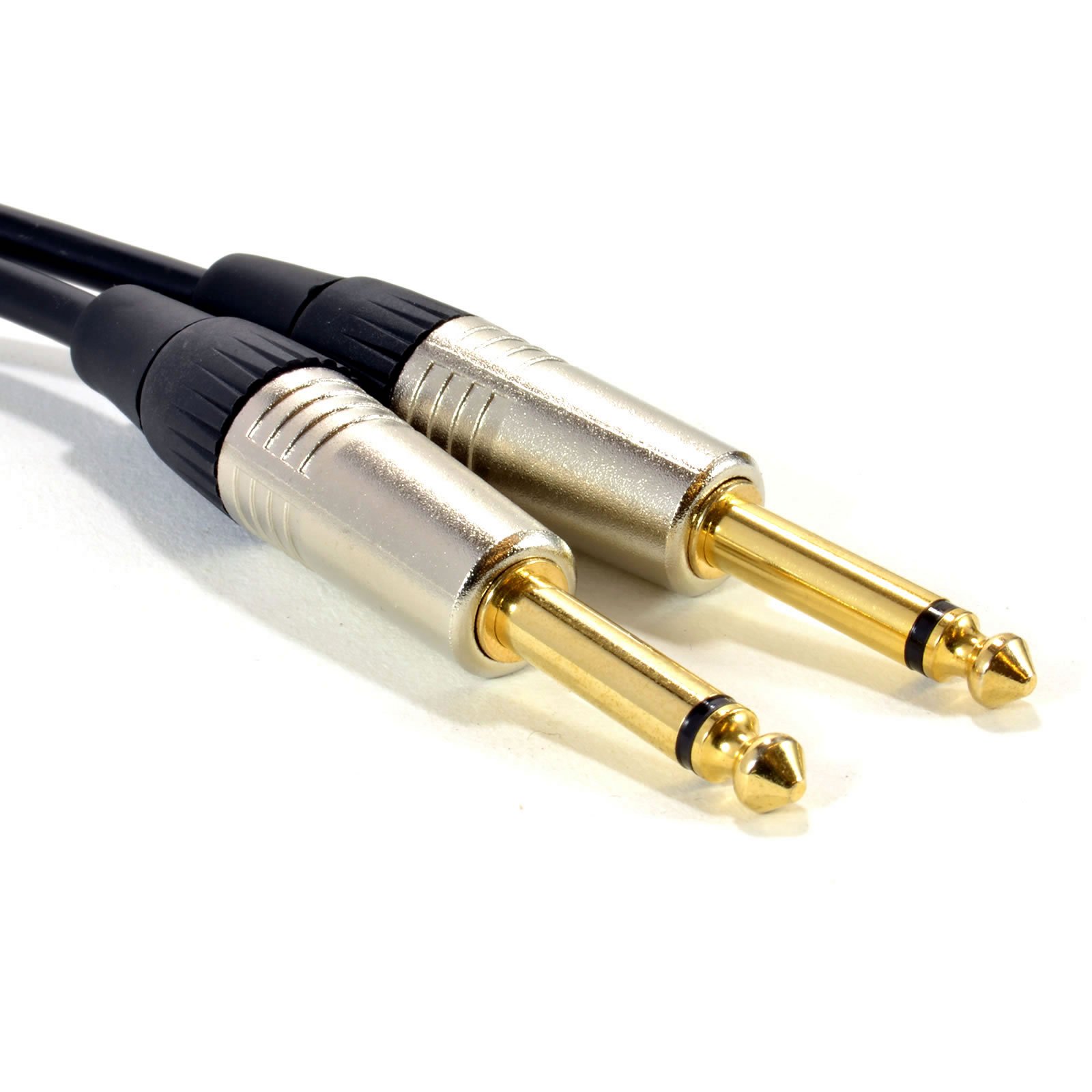 kenable Mono 6.35mm Jack to Jack Guitar Cable Lead Gold Plated Instrument Amp Patch Cord Low Noise Shielded 3m Black