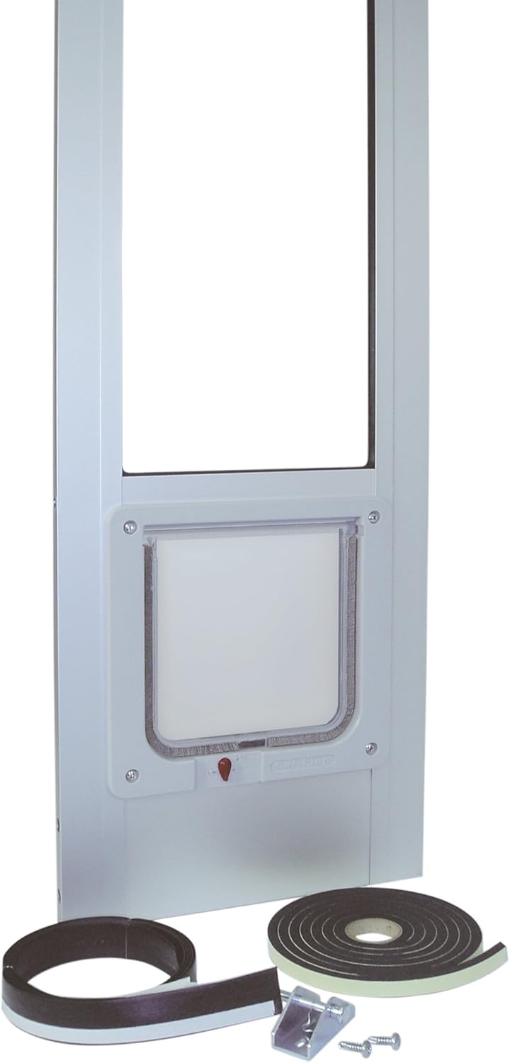 Ideal Pet Products Aluminum Modular Patio Pet Door, White, Medium, 7" x 11.25" Flap Size : Doggy Door For Sliding Glass Door : Pet Supplies