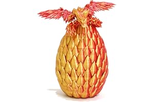 Flavery 3D Printed Flying Dragon in Egg - Red Mix Gold - Surprise Egg with Flexible Winged Dragon Inside, Mystery Beautiful Fidget Toy, Birthday Gift, Desk Figure Decor