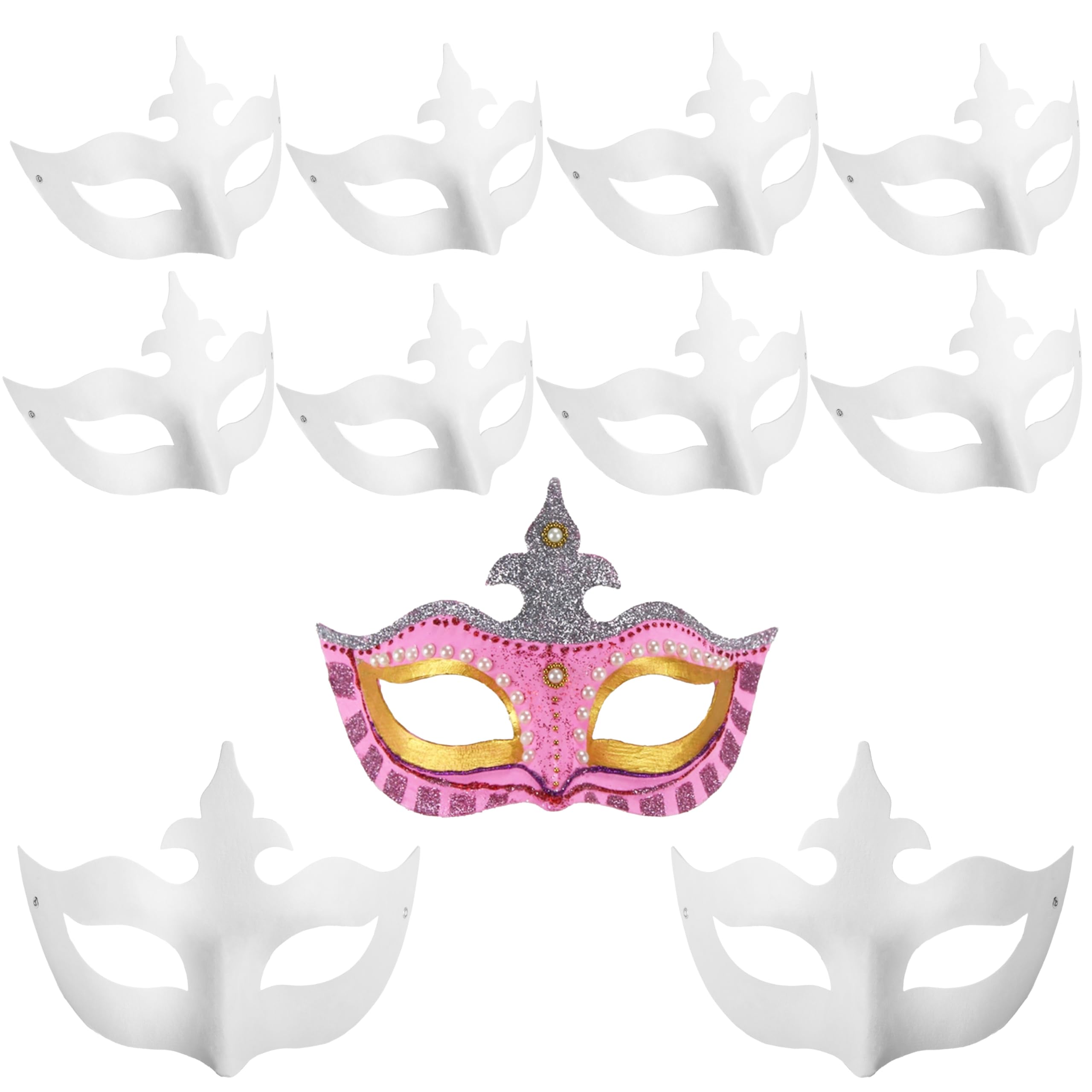 zrfgbxim 10 Pcs Cosplay Masks for DIY, White Paper Half Face DIY Blank Hand Painted Masks to Decorate, for Halloween Carnival Mardi Gras Christmas Masquerade, Crown Style