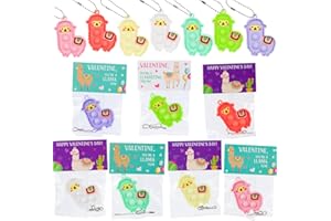 Funeta Valentines Day Gifts for Kids, 30 Pack with Llama Pop It Toys, Valentines Day Cards for kids School Classroom Exchange, Party Favor Toys