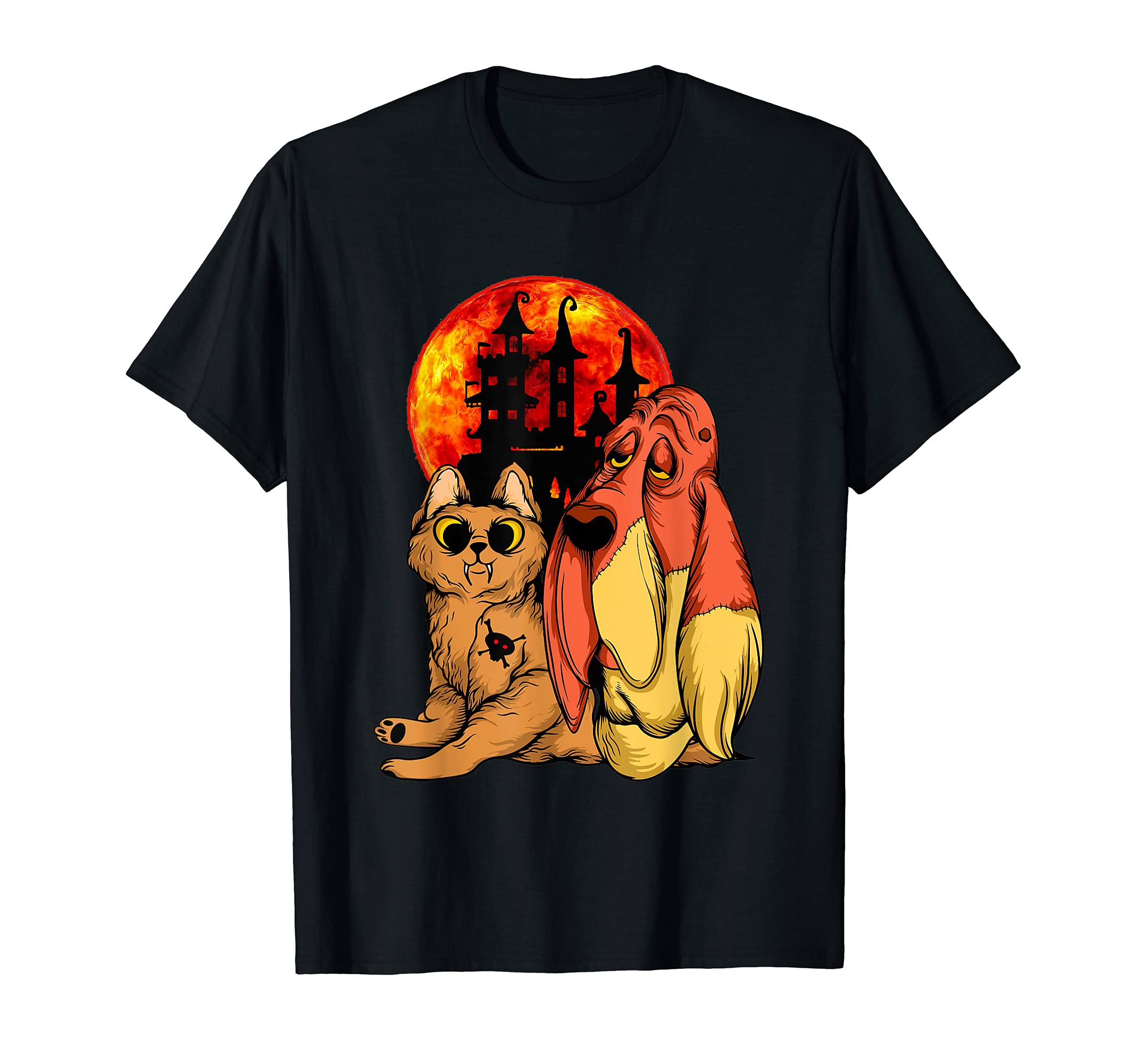 Transylvanian Monster Cat and Dog with Blood Moon #002 T-Shirt