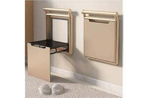 Shoe Changing Stool, Foldable Wall-Mounted Shoe Bench - Equipped with Handrails, 330lb Load, for Entryway, Bathroom & Bedroom
