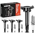 A-Premium Set of 4 Ignition Coil Pack and Iridium Spark Plugs Compatible with Toyota Camry 2010-2017, RAV4 2009-2018, Sienna 2011-2013, L4 2.5L 2.7L