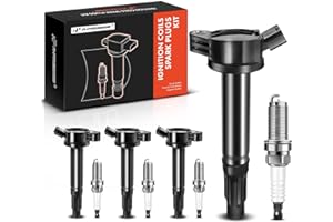A-Premium Set of 4 Ignition Coil Pack and Iridium Spark Plugs Compatible with Toyota Camry 2010-2017, RAV4 2009-2018, Sienna 2011-2013, L4 2.5L 2.7L