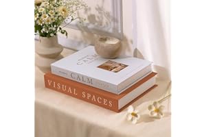 Cenjeery Minimalist Decorative Books for Home Decor - Set of 2 Aesthetic Faux/Fake Book Boxes Enhance Coffee Table, Mantel or