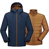 33,000ft Men's Waterproof 3-in-1 Ski Jacket, Warm Mountain Windbreaker Snow Rain Jackets Winter Coat with Puffer Jacket