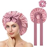 ACWOO Satin Bonnet Hair Wrap Sleep Cap with Elastic Band for Women Girls