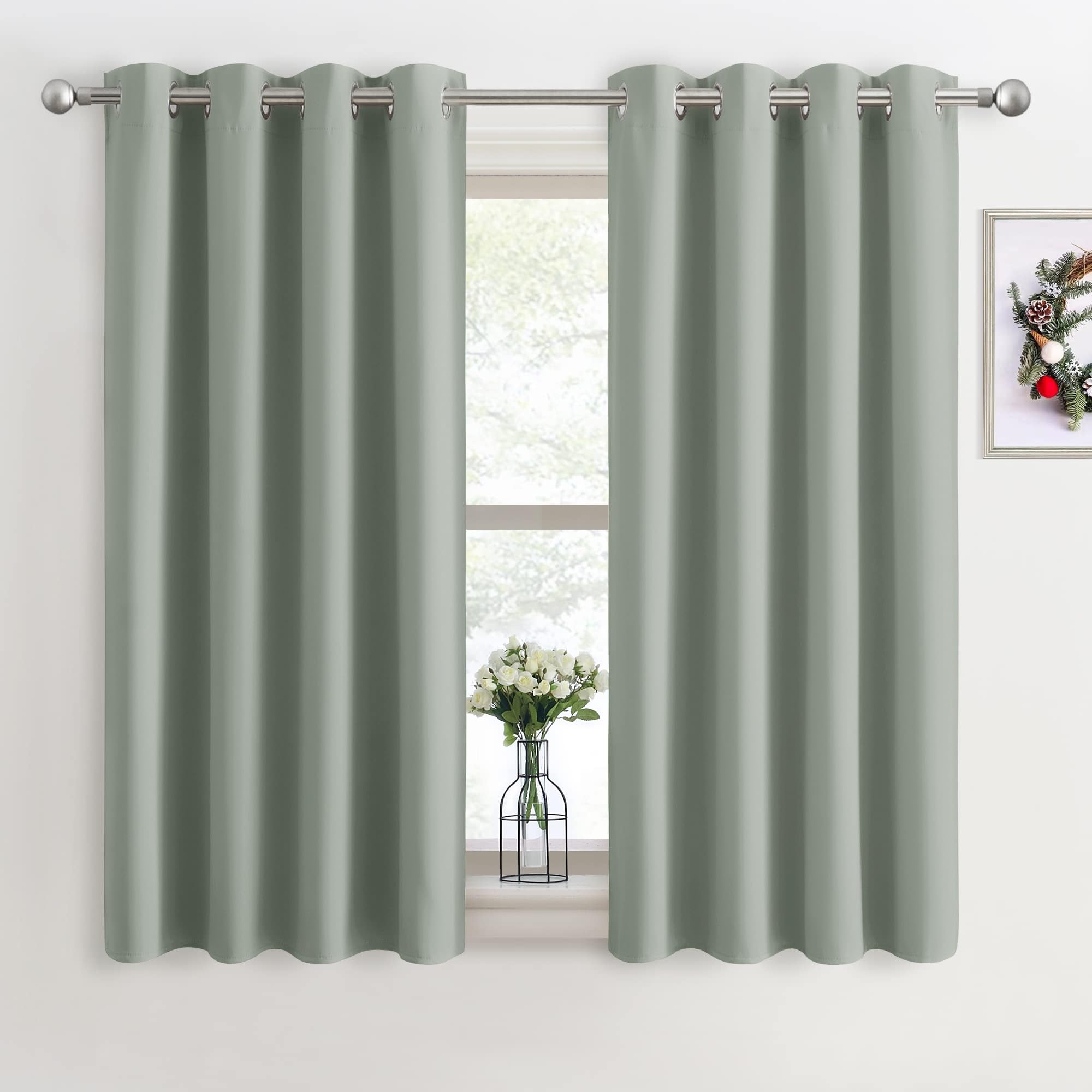 PONY DANCE Sage Green Blackout Eyelet Curtains - Thermal Insulated & Sunlight Blocking, Energy Saving & Room Darkening Curtains for Bedroom, Window Treatment Privacy Protection Drapes, 46 x 60, 2 Pcs — image 1