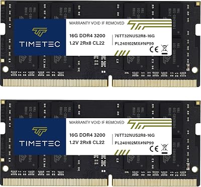 Timetec 32GB (2x16GB) DDR4 3200MHz SODIMM 260-Pin 1.2V CL22