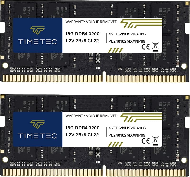 Timetec 32GB (2x16GB) DDR4 3200MHz SODIMM 260-Pin 1.2V CL22
