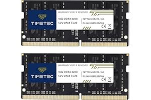 Timetec 32GB KIT (2x16GB) DDR4 3200MHz (PC4-3200AA) PC4-25600 SODIMM Laptop RAM – 260-Pin 1.2V CL22 Non-ECC Unbuffered Memory