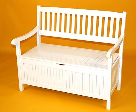 Sedex Truhenbank GREENA 2-Sitzer weiß Bank Holz Garten Sitzbank Massiv Truhenbank