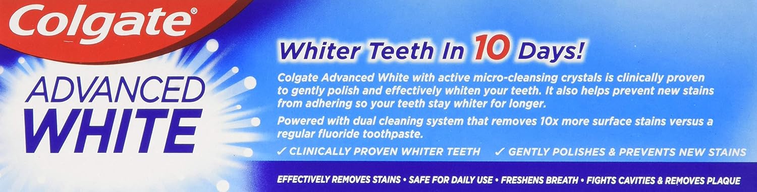 Colgate Advanced White Toothpaste, 6 x 75 ml, Whiter teeth in 10 Days, Clinically proven whitening - Image 3