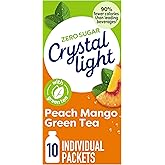 Crystal Light Green Tea Peach Mango Drink Mix On The Go 10-0.08 oz packets (6 Pack)