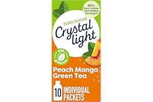 Crystal Light Peach Mango Green Tea Naturally Flavored Powdered Drink Mix, 10 ct On-the-Go-Packets